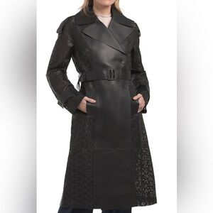 Mackage Black Laser-Cut Trench Coat